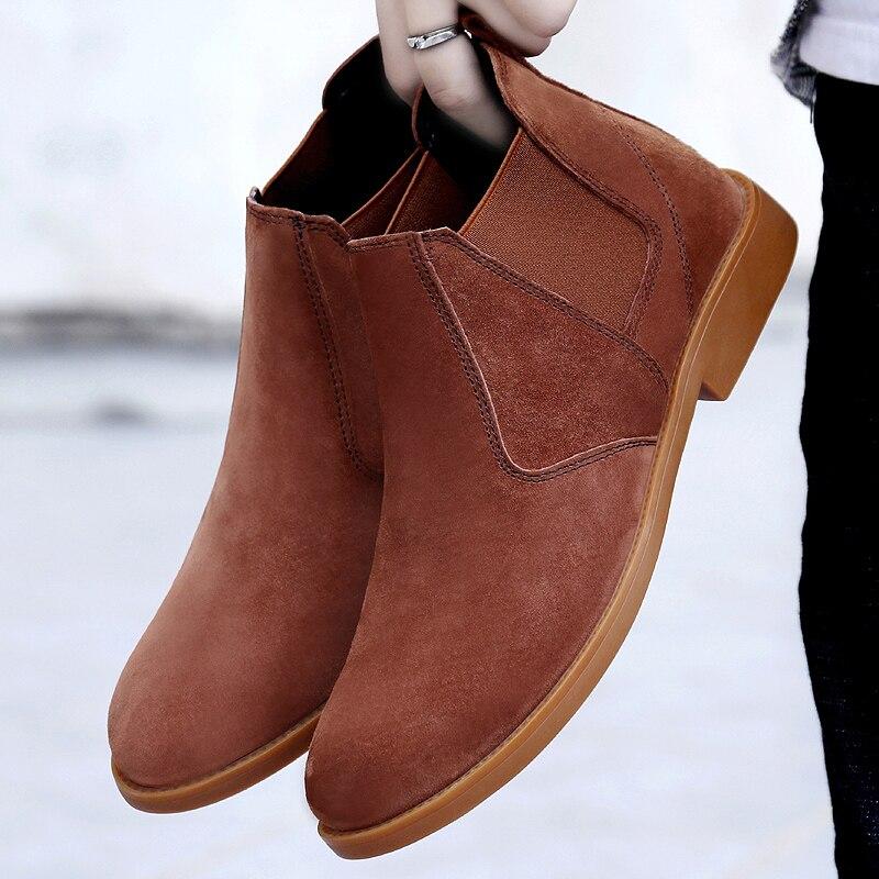 Men Chelsea Boots Slip-on Suede Shoes Men High Quality Ankle Boots Fashion Winter Snow Footwear Warm Comfortable Luxury Shoes