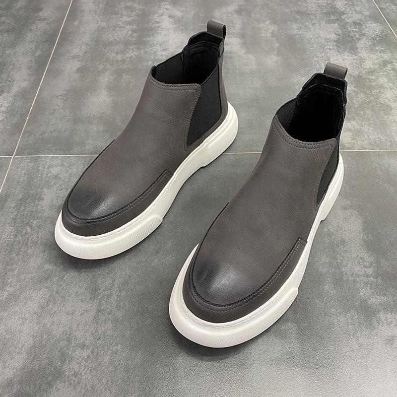 new fashion chelsea boot for men flats platform shoes autumn winter botines hombre cow leather ankle botas masculinas chaussure