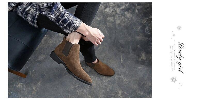 Misalwa Chelsea Boots Men Suede Leather Decent Men Ankle Boots Original Male Short Casual Shoes British Style Winter Spring Boot