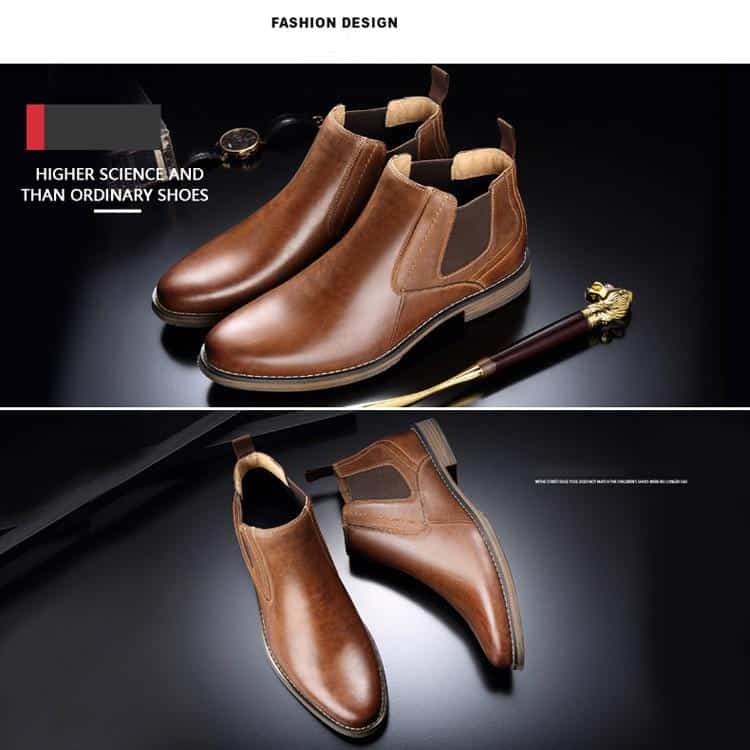 Flat Winter Brand Men Chelsea Boots Ankle Genuine Cow Leather Man Shoes Slip-on Casual Martin Botas Male Footwear Large Size 47