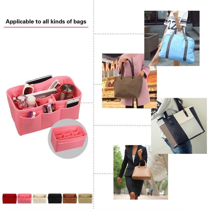 Cosmetic Bags with zipper,Make up Organizer Insert Bag For Handbag,Travel Portable Felt Bag Inner Purse Fits in Speedy Neverfull