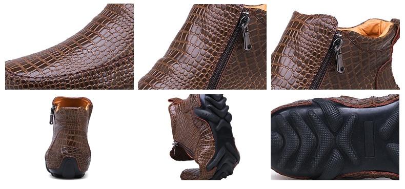 GLAZOV 2019 New Autumn Winter Fashion Men Boots Vintage Style Casual Men Shoes High-Cut Lace-Up Men Warm Boots Plus Size 38-47
