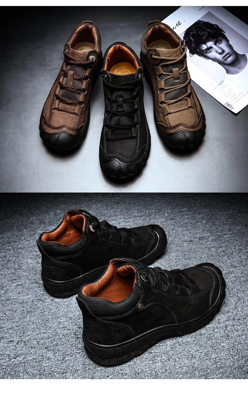 Golden Sapling Genuine Leather Boot Men Retro Casual Warm Shoes Classic Winter Men's Boots Fashion Sewing Leisure Trekking Shoe