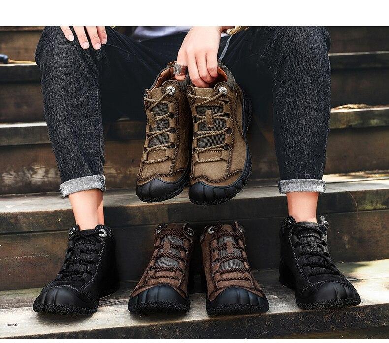 Golden Sapling Genuine Leather Boot Men Retro Casual Warm Shoes Classic Winter Men's Boots Fashion Sewing Leisure Trekking Shoe