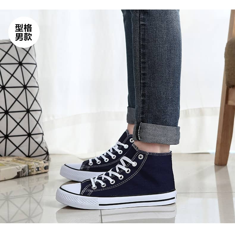 Classic Men Canvas Shoes Fashion Solid Cheap Men Vulcanized Shoes Low High Upper Lace-up Casual Shoes Men Sneakers Male Footwear