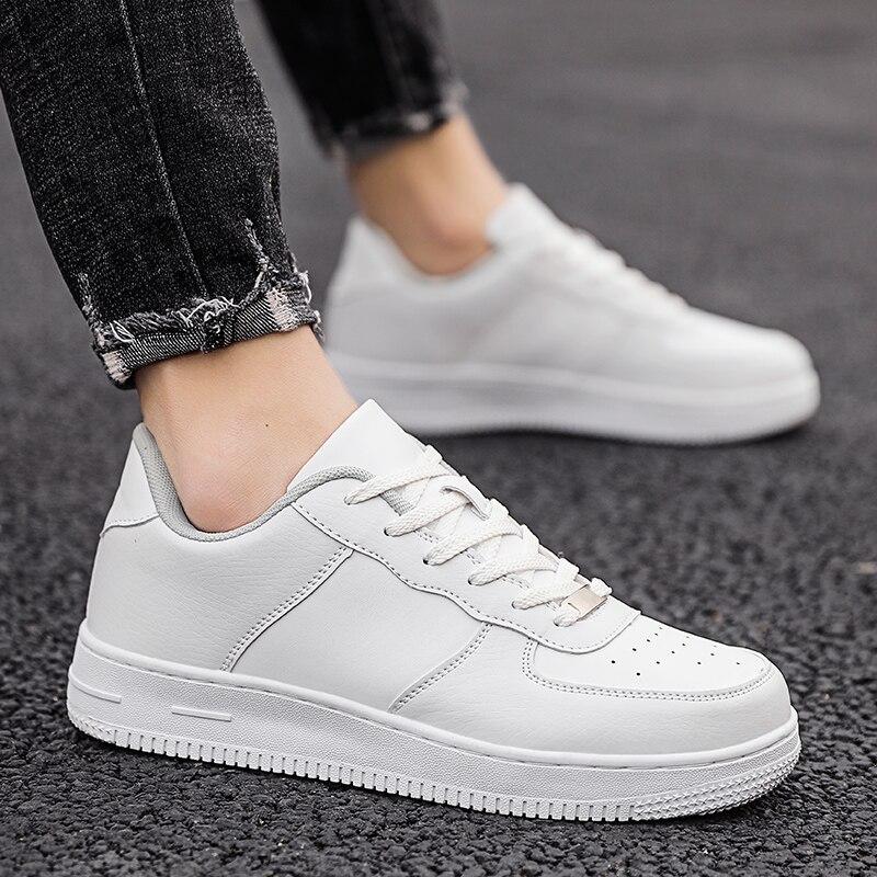 Mens Leather Sneakers Light Breathable Men Woman Sports Running Shoes Fashion White Casual Shoes Student Vulcanized Shoes