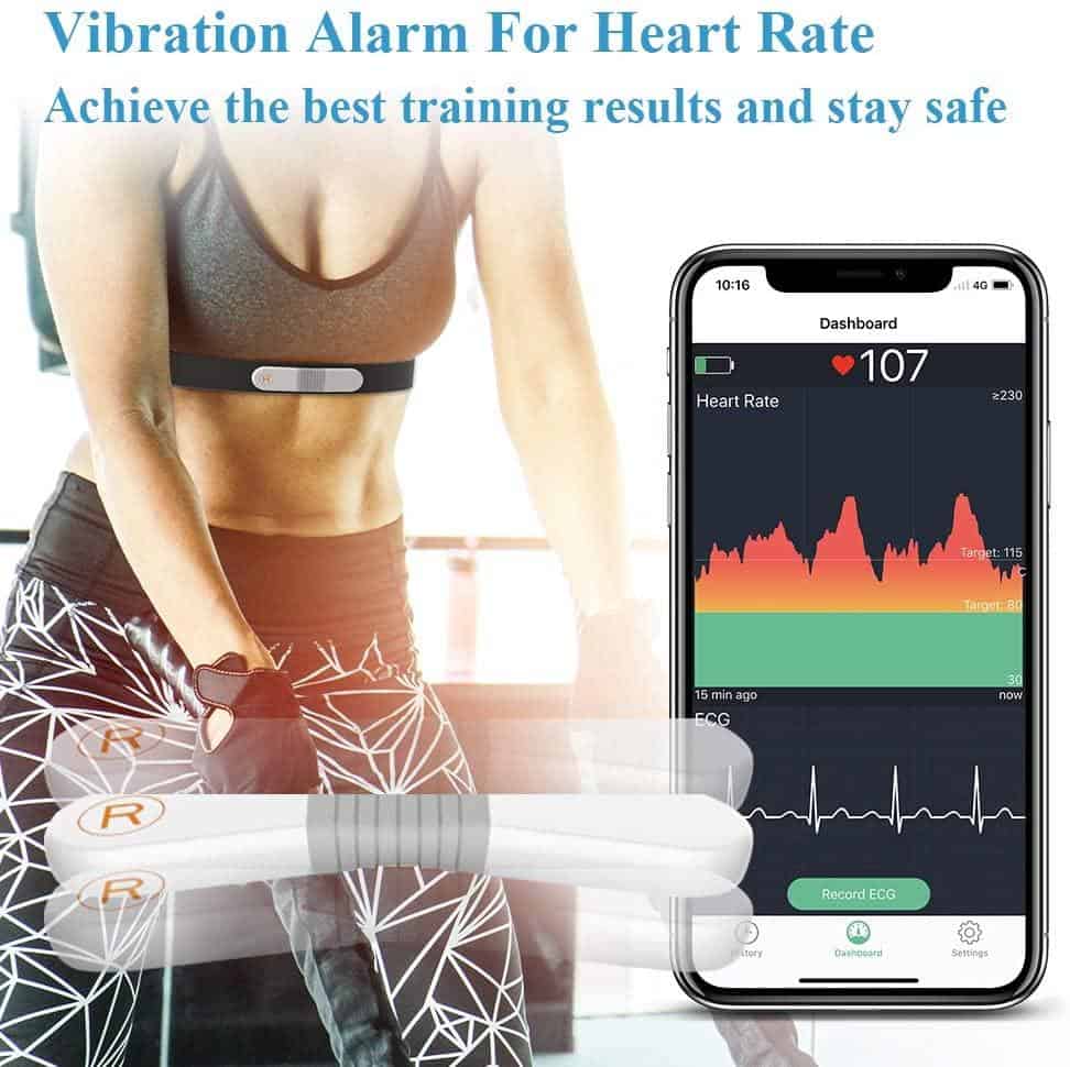 ANT + protocol Bluetooth EKG Heart Rate Monitor Wireless ECG Machine Exercise with Alarm Aerobic Exercise Data Synchronization