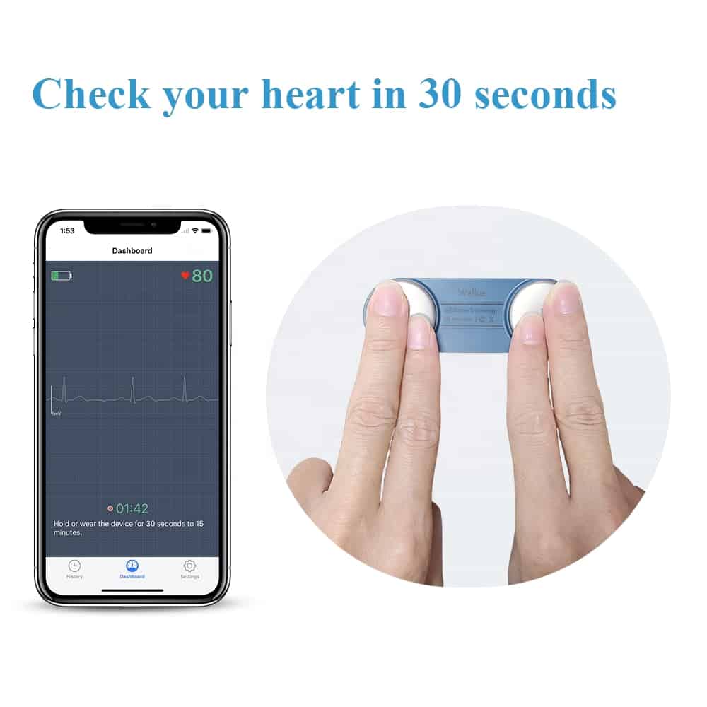 Bluetooth Wearable EKG Monitor ECG Machine Heart Monitoring Device Portable Handheld EKG Monitor USB Charging PDF Data Report