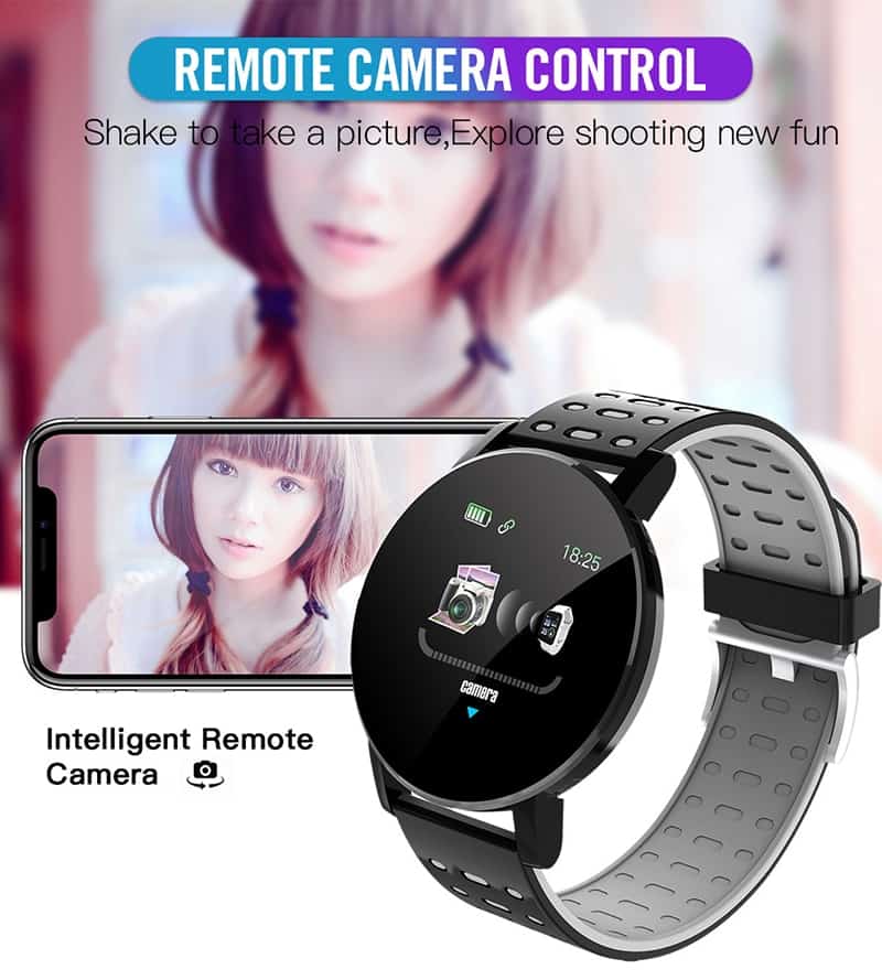 2021 New 119S Smart Watch Men Women Blood Pressure Waterproof Sport Round Smartwatch Smart Clock Fitness Tracker For Android IOS