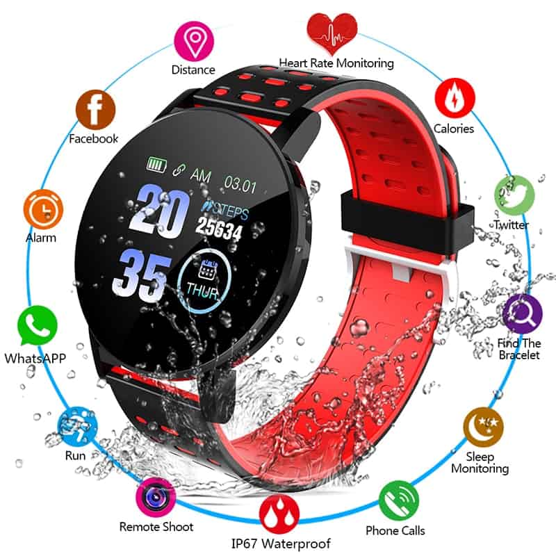 2021 New 119S Smart Watch Men Women Blood Pressure Waterproof Sport Round Smartwatch Smart Clock Fitness Tracker For Android IOS