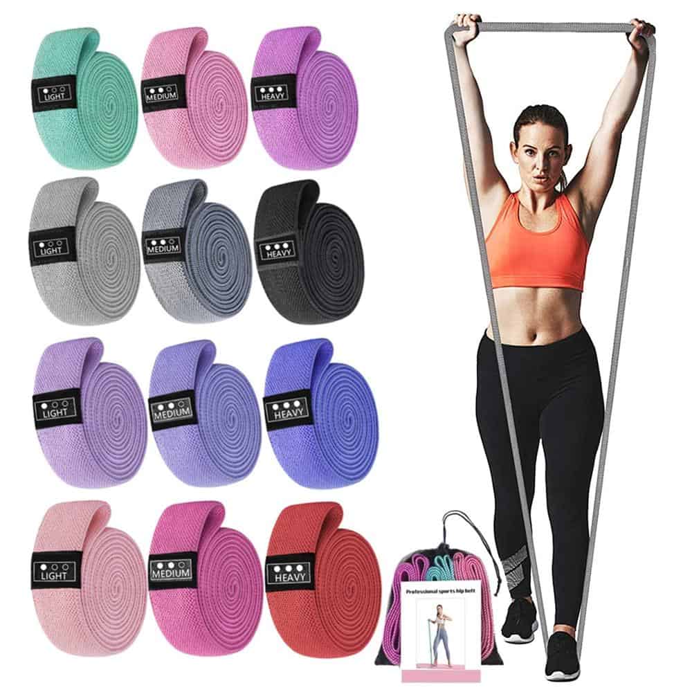105lb Long Resistance Loop Band Set Unisex Fitness Yoga Elastic Bands Hip Circle Thigh Squat Band Workout Gym Equipment for Home