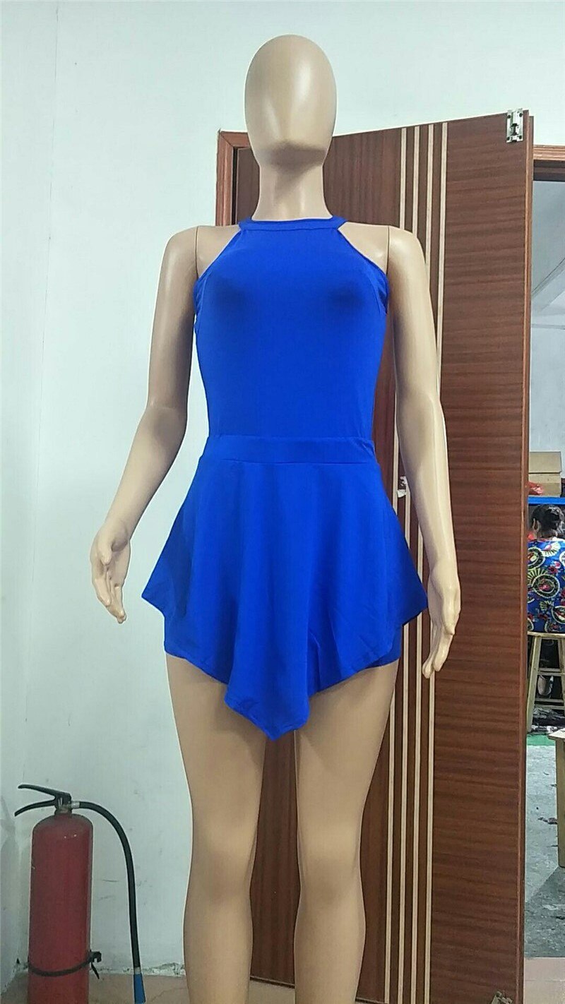Solid Color Summer Short Jumpsuit Romper Bodysuit Women Sexy Bodycon Female Overalls Cutout Ruffles Sexy Playsuit Beachwear 2018