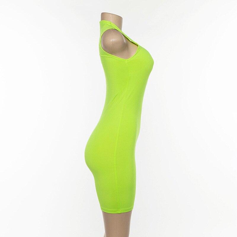 Neon Green Bodysuit Women Sleeveless Zipper Fly High Waist Skinny Jumpsuits Summer Chic Streetwear Lady Sport Hot Playsuit