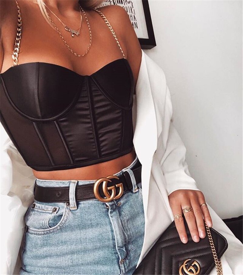 Sexy Black perspective Summer bodysuit women Lace Up Mesh Metal chain bandage jumpsuit beach Night club overalls Satin clothes