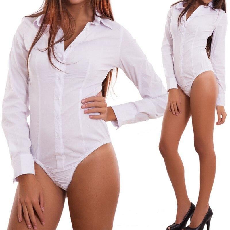 Casual Plain Bodysuit Elegant Ladies Romper Stretch Leotard Body Tops V Neck OL Clothes Dames Shirt Women Long Sleeve Plus Size