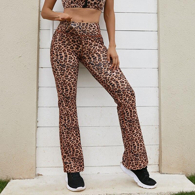 2021 Women Joggers Flare Pants Leopard Printed Trousers Female Sweatpants Flared Wide Killer Legs Pants Yoga Pant Plus Size XXL