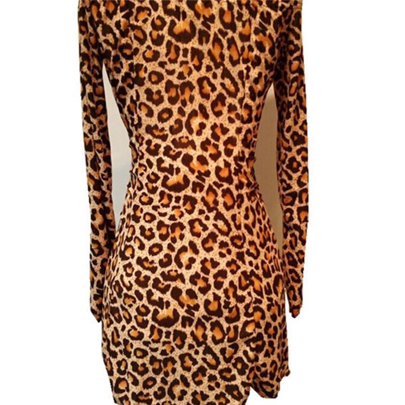 Women Leopard Dresses 2021 Summer Sexy Off Shoulder Bodycon Party Club Dress Leopard Long Sleeve Mini Women Dress Vestido