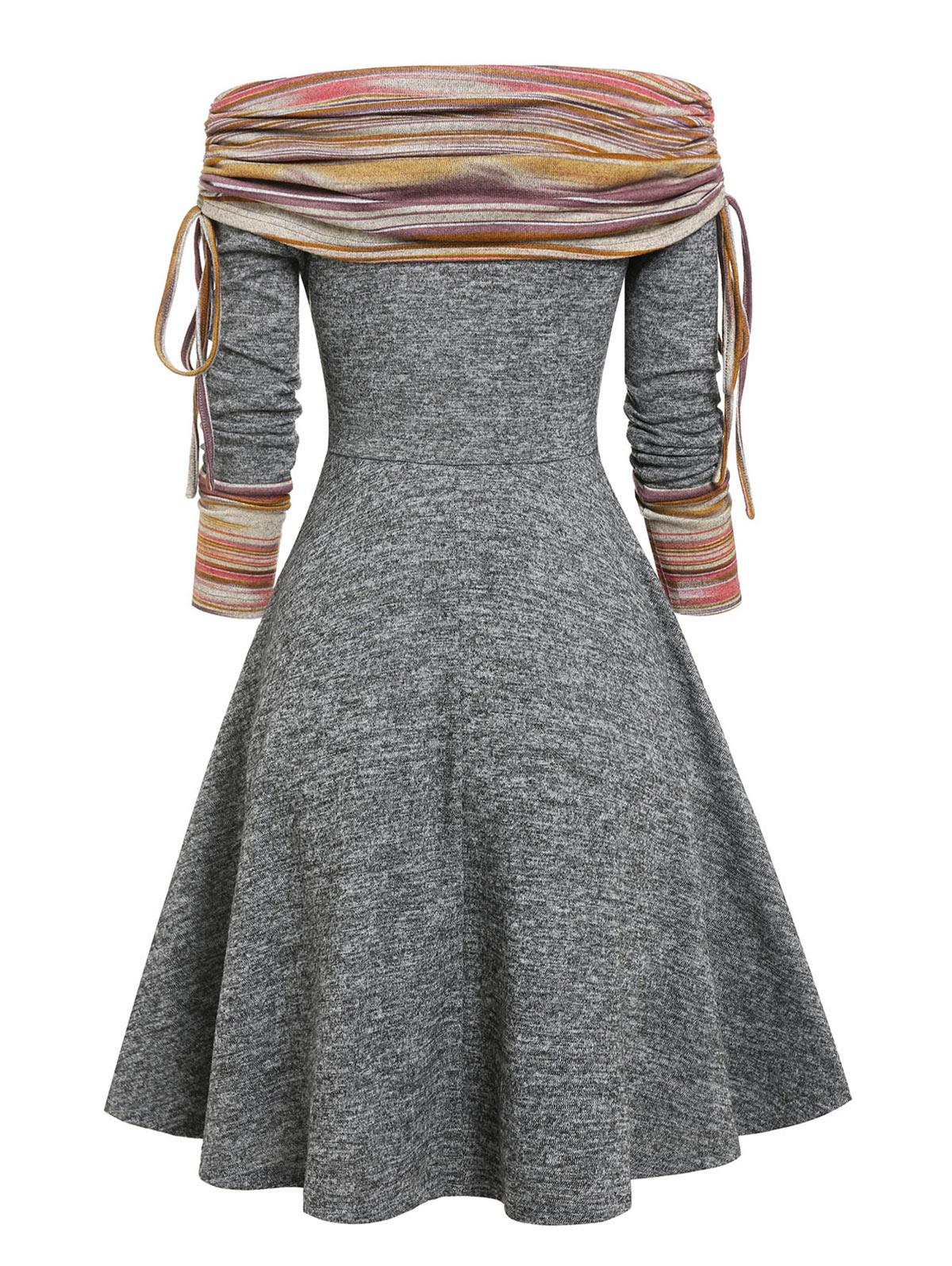 Wipalo Convertible Cinched Striped Flare Dress