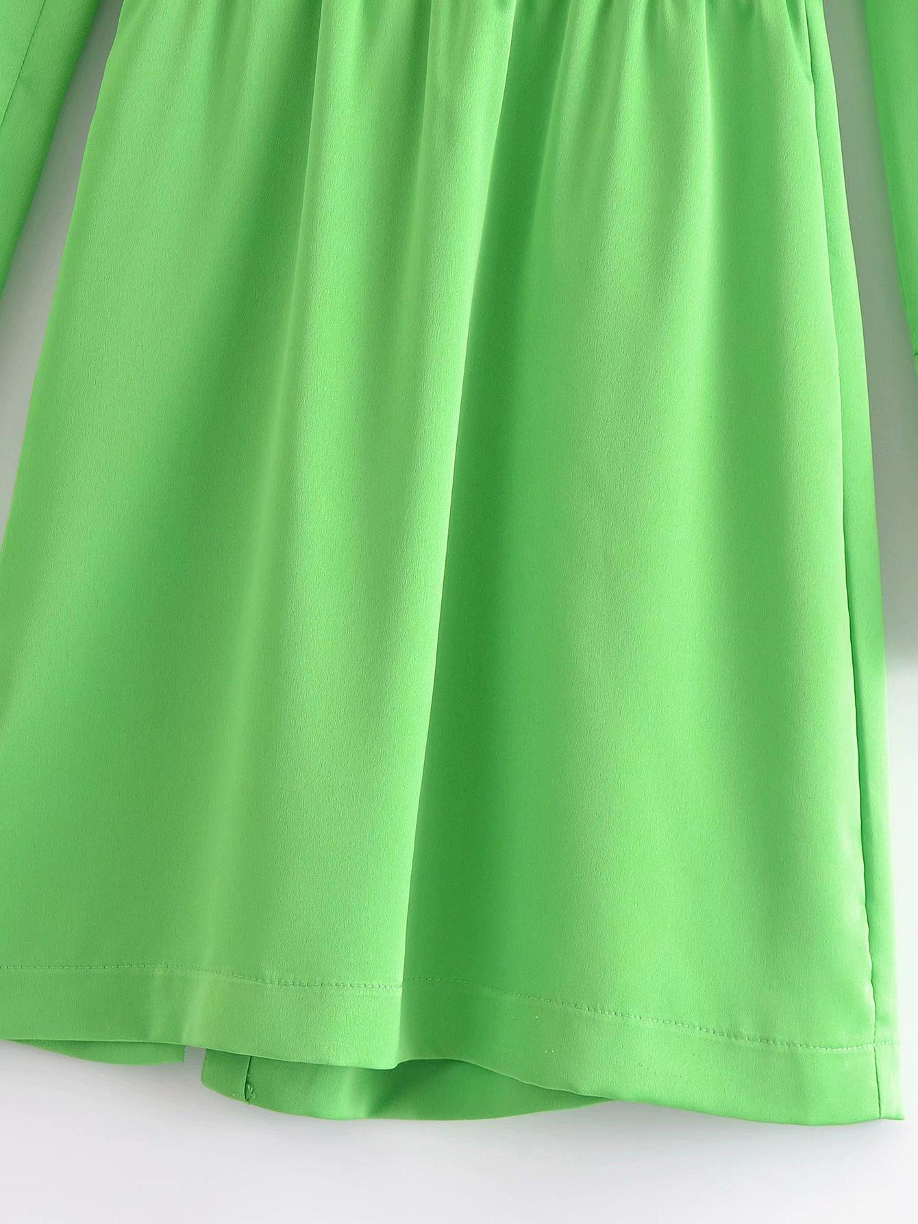 2021 Summer Shirt Dress Women Long Sleeves Casual Fashion Chic Lady Light Green Short Dress Za Women