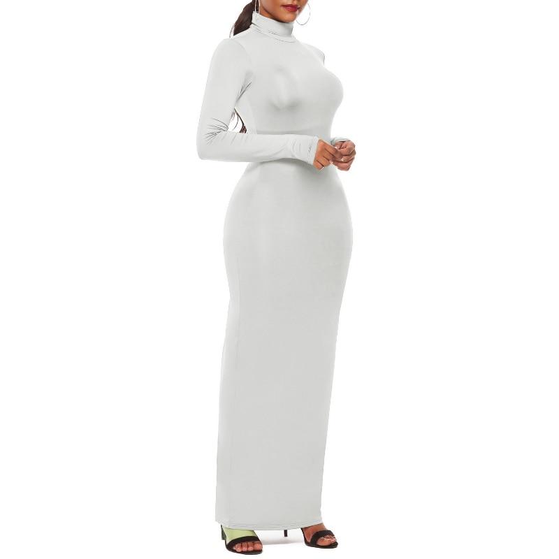 Turtleneck Long Dress Autumn Winter Muslim Elegant Office Lady Skinny Long Sleeve Bodycon Casual Dress Women Midi Clubwear GV464