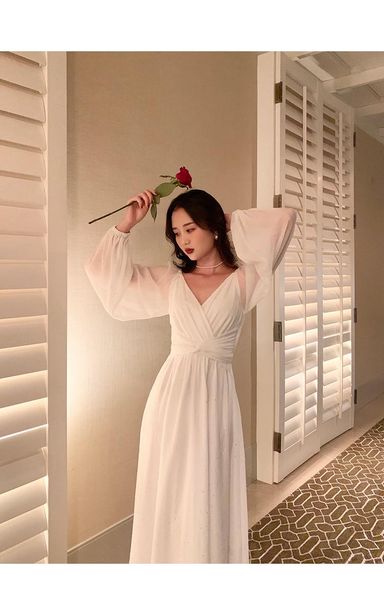 2021 Autumn French Elegant Party Dress Women Long Sleeve Casual Fairy Midi Dress Evening Vintage One Piece Dress Korean Fashion