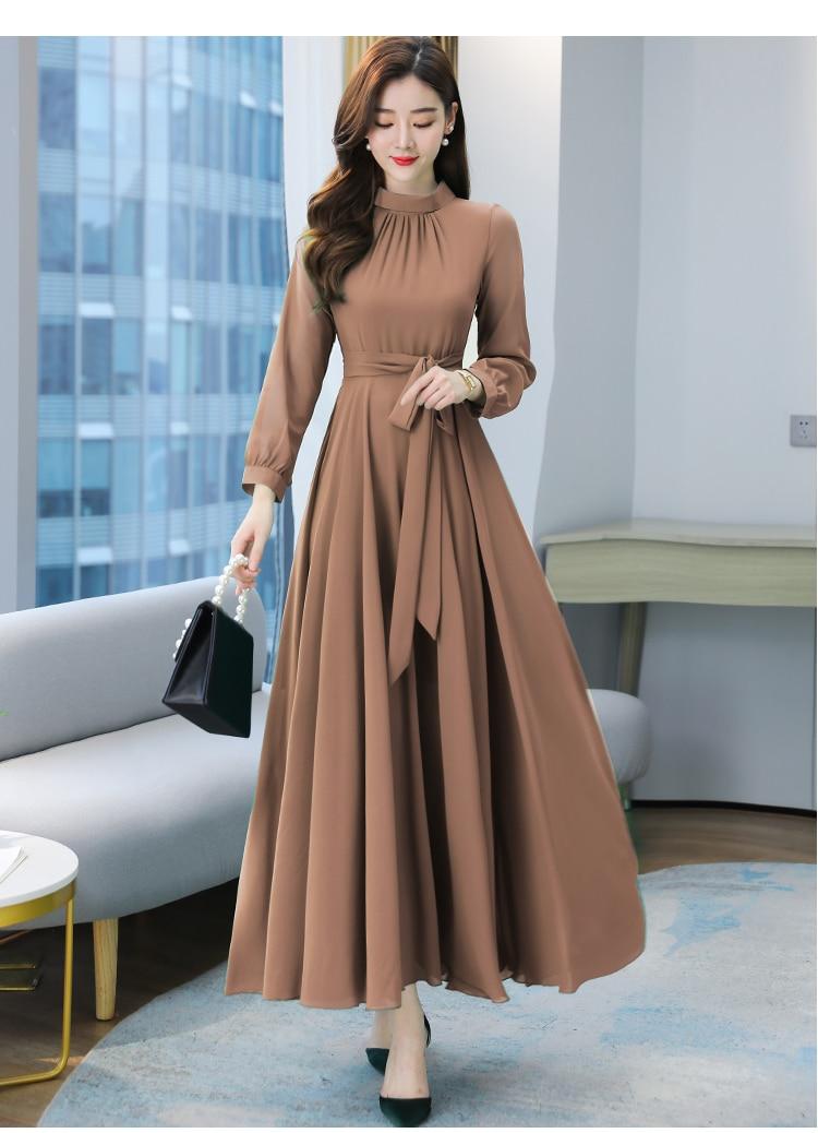 2022 Elegant Solid Casual Chiffon Boho Beach Maxi Dress Spring Autumn Vintage Plus Size Black Dress Women Bodycon Party Vestidos