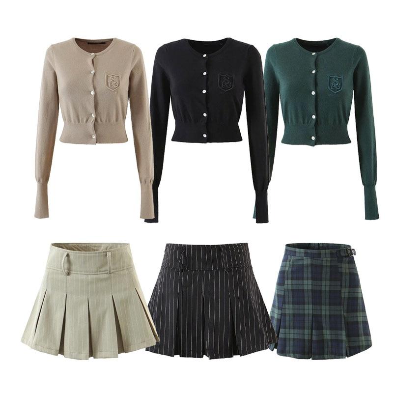 Vintage college style sexy high waist striped pleated skirt woman slim fit kawaii short mini skirt for girl spring summer