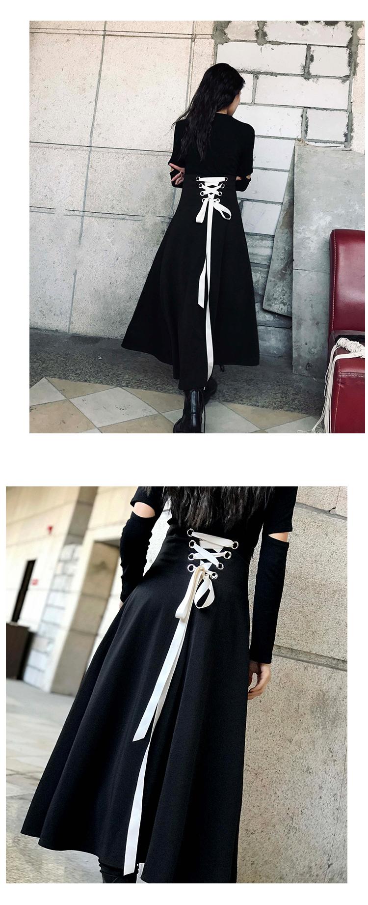 French Vintage Victorian Skirt Women Korean Style Slim Lace-up Designer Gothic Y2k Skirt Black Court Retro Casual Party Clothes