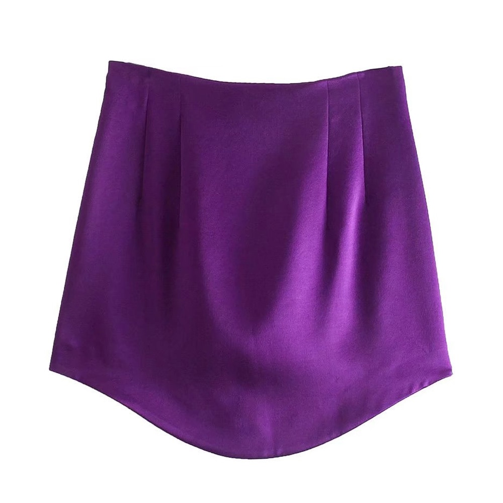 KPYTOMOA Women Fashion Soft Touch Mini Skirt Vintage High Waist Side Zipper Female Skirts Mujer