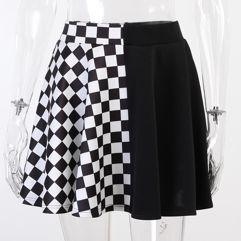 Y2K Harajuku Plaid Pleated Mini Skirts Punk Aesthetic Sexy Black High-waisted Tennis Skirt for Women Gothic Kawaii Fairy Grunge