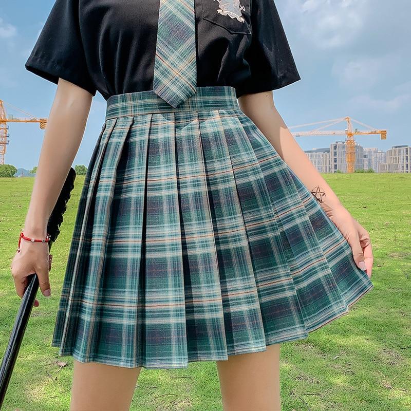 FESTY KARY Korean Japan Style Summer Women Skirts Fashion High Waist Plaid Pleated Skirts Girls School Kawaii Mini Skirt Women