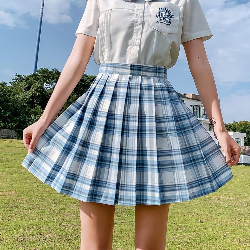 FESTY KARY Korean Japan Style Summer Women Skirts Fashion High Waist Plaid Pleated Skirts Girls School Kawaii Mini Skirt Women