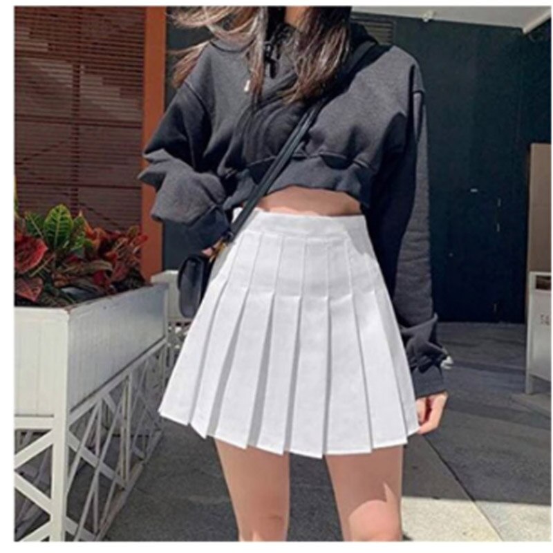 Women Skirt High Waist Pleated Cute Girls School Mini Uniform Female Loose Casual Skirt Bottoms Spring Fall Clothing