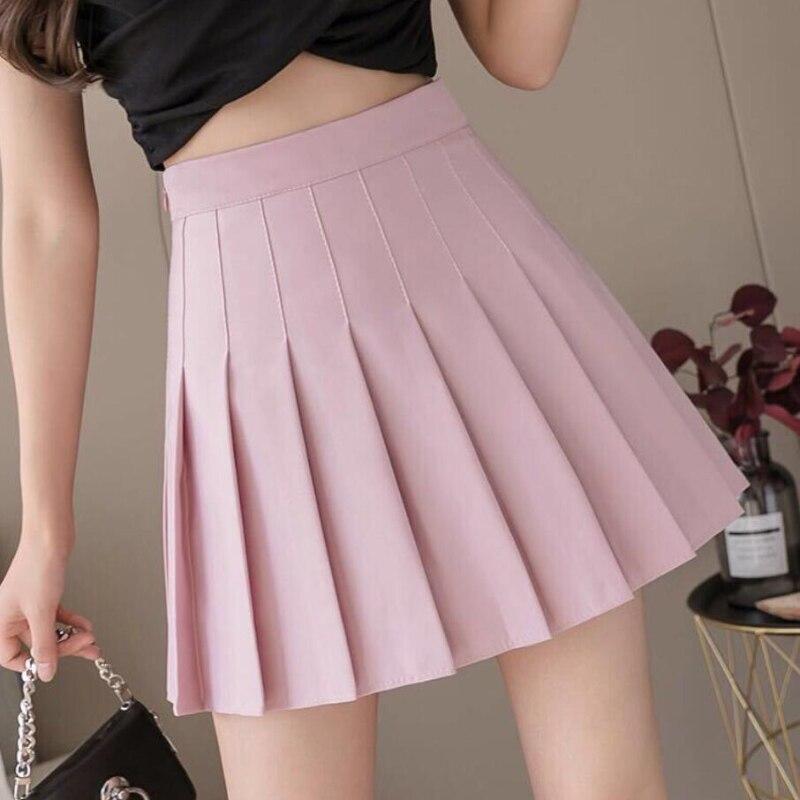 JMPRS Summer Women Pleated Skirt High Waist Chic A Line Ladies Pink Mini Skirt JK Button Sexy Preppy Style Girls Dance Skirt
