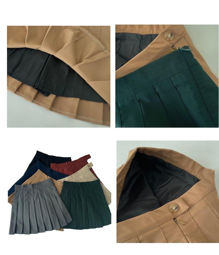 Women Pleated Skirt Solid Color Drape Suit Material Skirts Streetwear High Waist Tennis Skirts