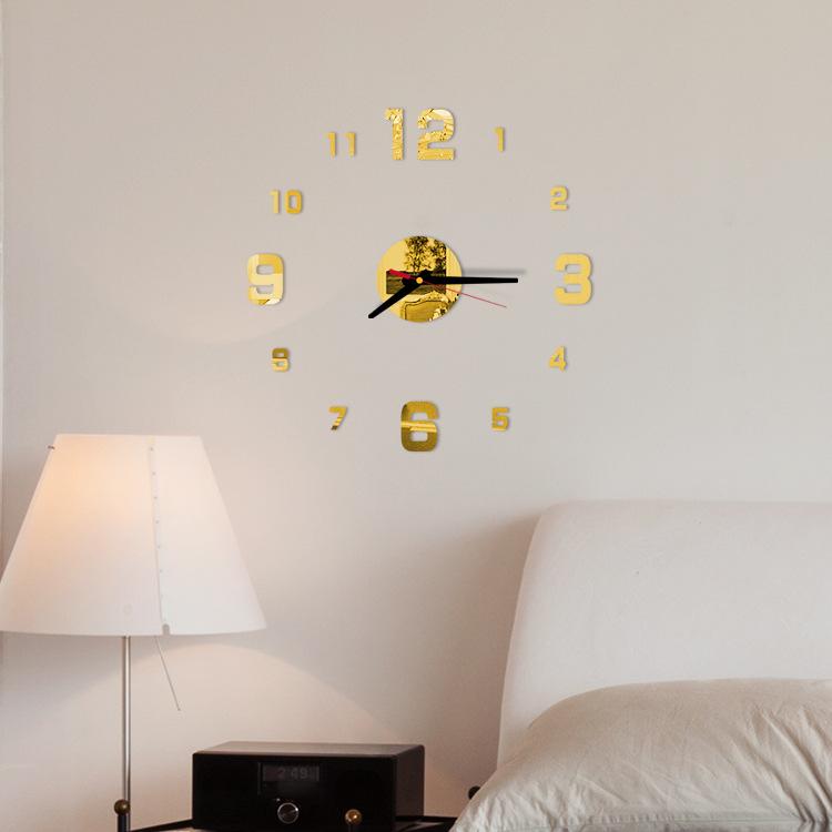 Frameless DIY Wall Clock 40cm/16'' Modern 3D Wall Clock Wall Sticker Clock for Home Office Hotel Restaurant School Decoration