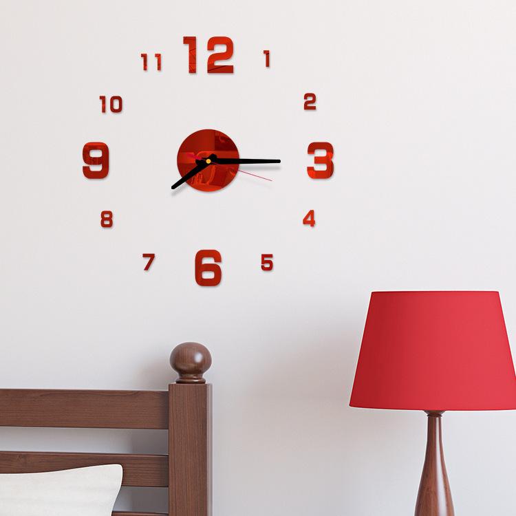Frameless DIY Wall Clock 40cm/16'' Modern 3D Wall Clock Wall Sticker Clock for Home Office Hotel Restaurant School Decoration