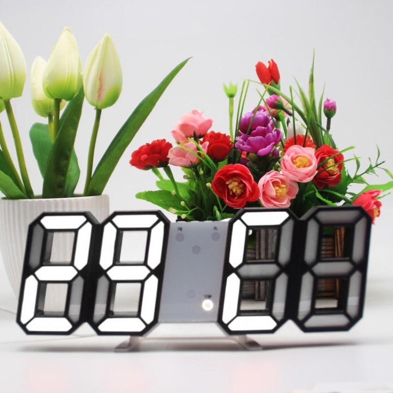 Digital Wall Clock Kitchen LED Display Home Clocks Wall Watch Night USB Electronic Alarm Clock Bathroom Table Clock