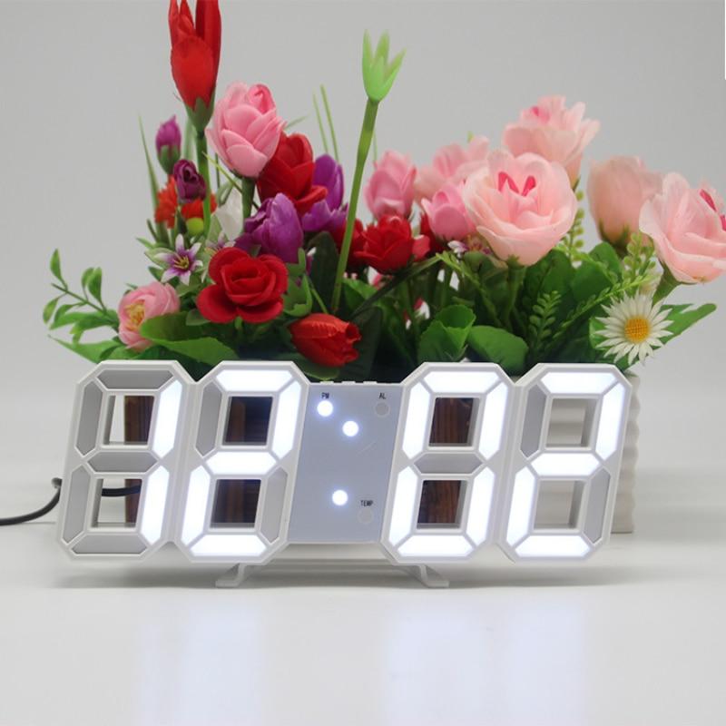 Digital Wall Clock Kitchen LED Display Home Clocks Wall Watch Night USB Electronic Alarm Clock Bathroom Table Clock
