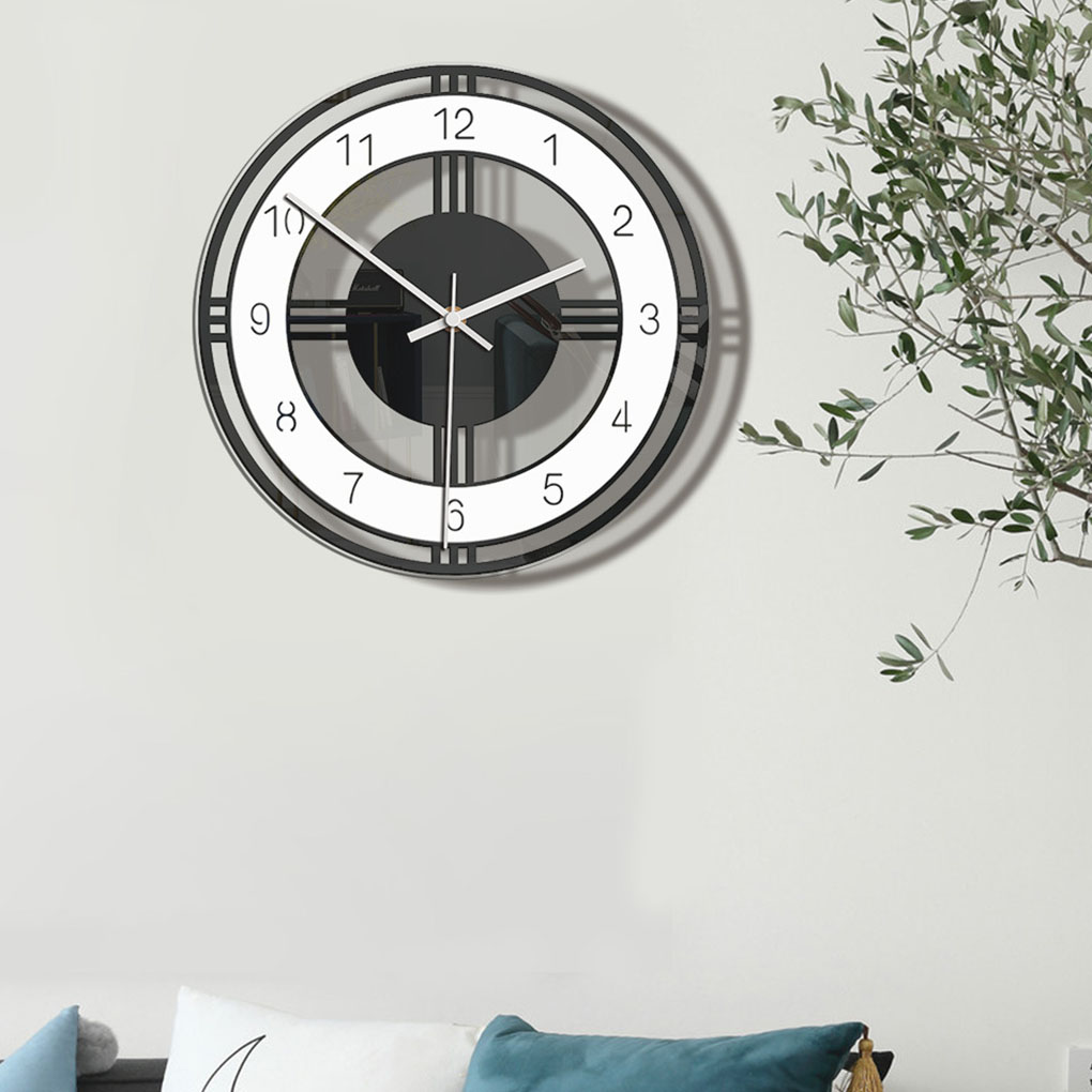 1pcs Round Dial Wall Clock Home Living Room Bedroom Acrylic Metal Pointer Clock Simple Vintage Style Decoration Wall Clock