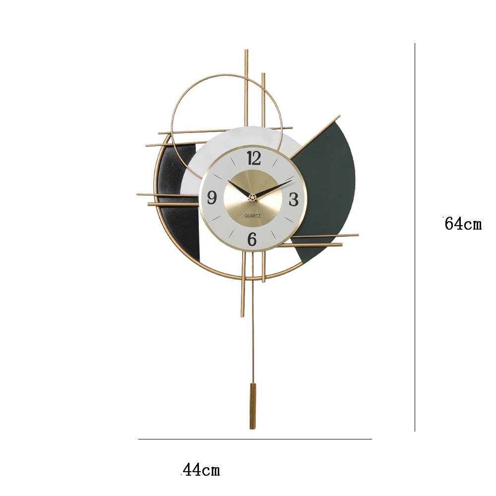 ZGXTM Light Luxury New Chinese Style Living Room Porch Decoration Wall Clock Nordic Swing Clock Iron Creative Home Decoration