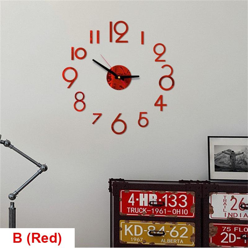 20 Inch Wall Clock Round Style Number Coffee Tea Cup Modern Design Acrylic Wall Clock Stickers DIY Home Living Room Decoration
