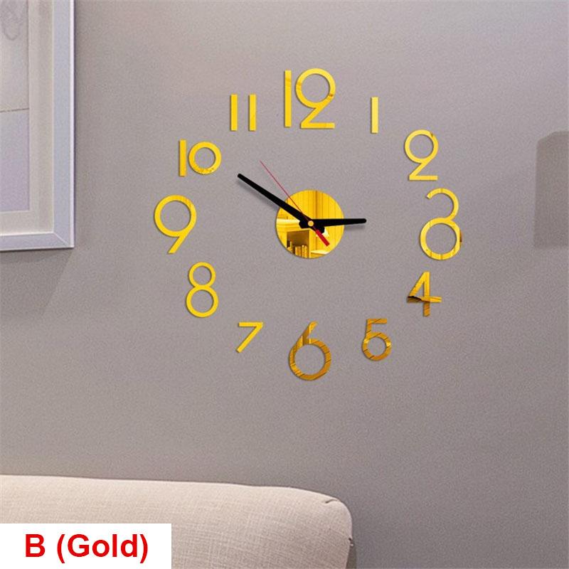 20 Inch Wall Clock Round Style Number Coffee Tea Cup Modern Design Acrylic Wall Clock Stickers DIY Home Living Room Decoration