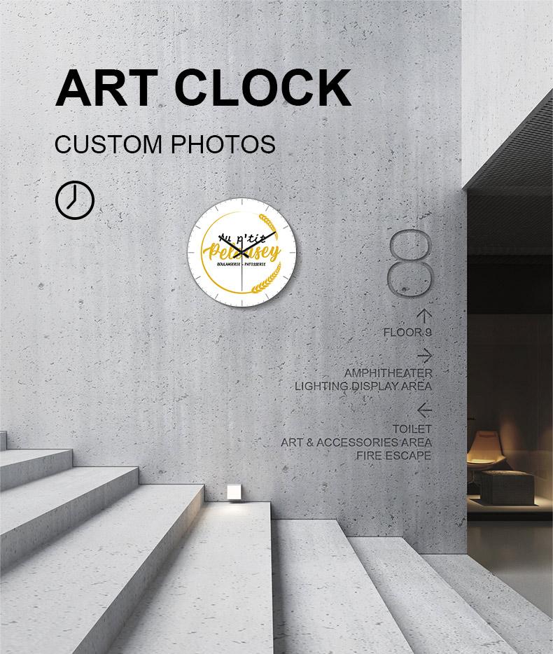Custom Corporate Logo Clock Mute Quartz Digital Wall Clock Design Art Photo Company Logo Wall Clock Decorative Art Photo Wedding