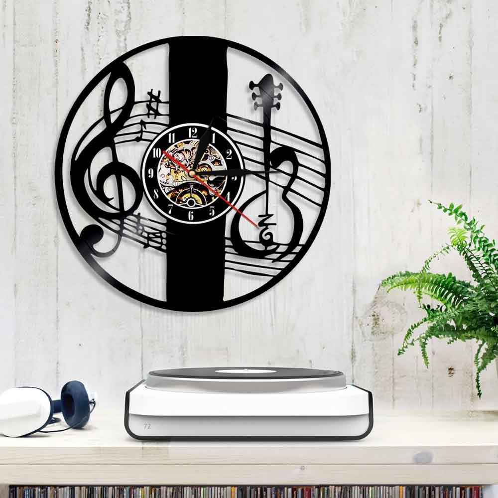 Simple Music Symbol Cd Record Wall Clock Creative Personality Home Decoration Led Luminous Light Vinyl Record Wall Clock