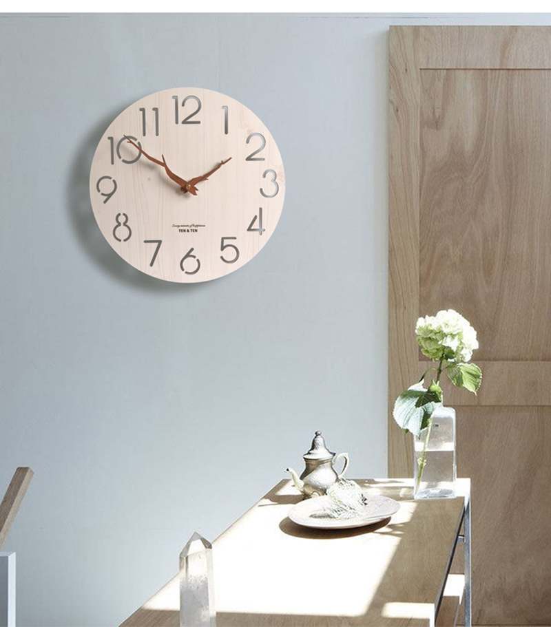 ZGXTM Modern Minimalist Wall Clock Living Room Wooden Wall Clock Fashionable Atmosphere Mute Nordic Clock Wooden Needle