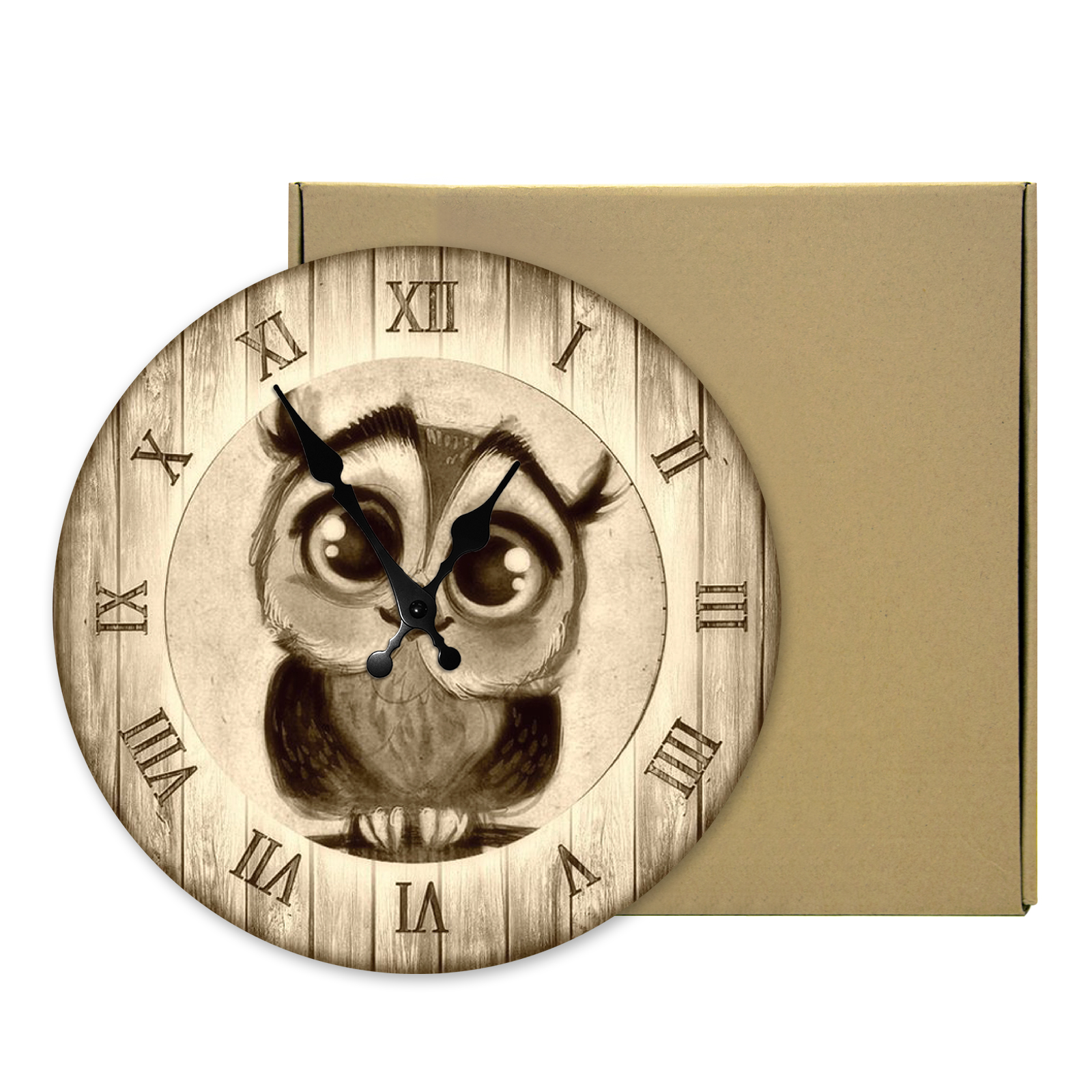 Cartoon Owl Home Decor Children Bedroom Clock Wooden Wall Clock Retro Quartz Clock Simple Clock Wood Wall Clock Modern Design
