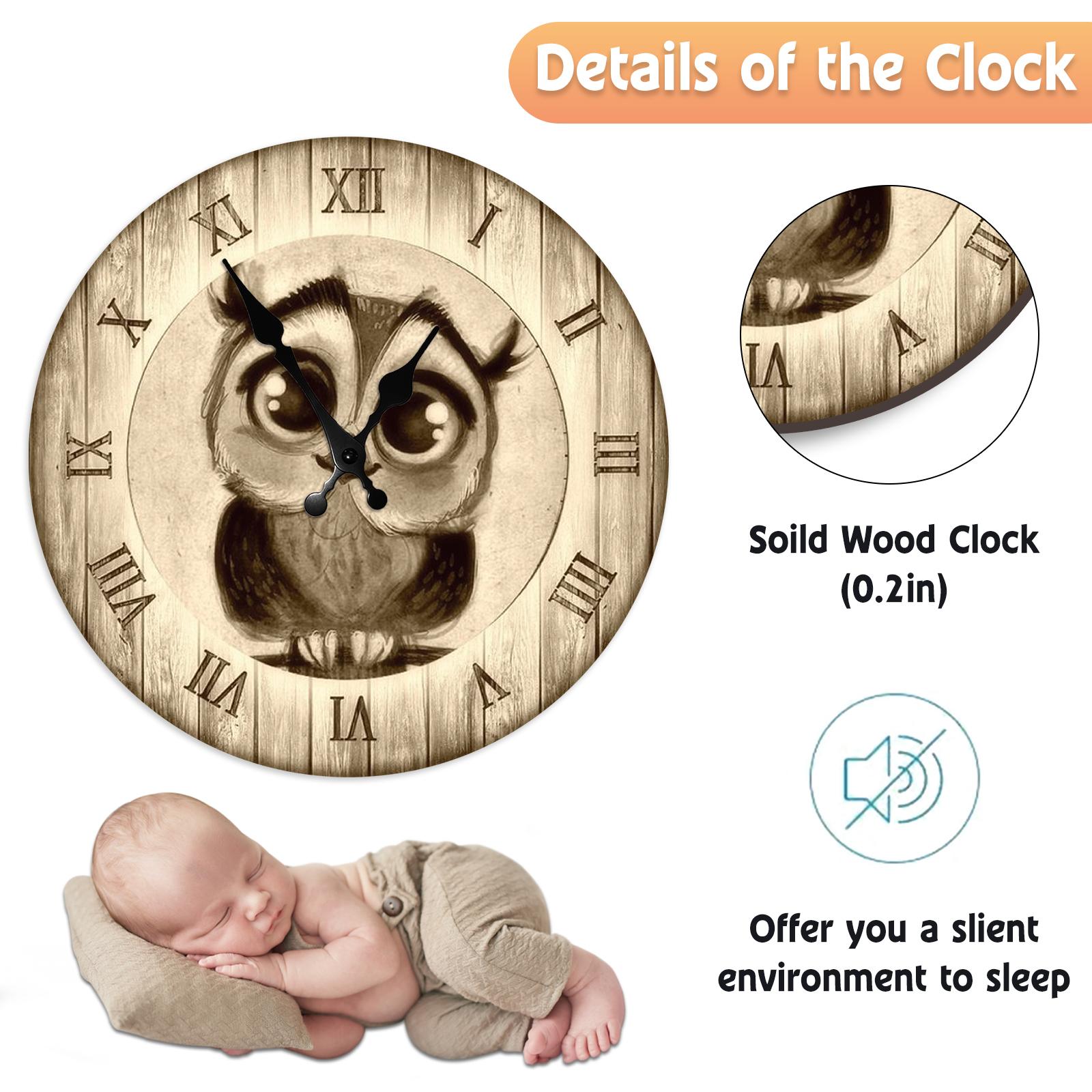 Cartoon Owl Home Decor Children Bedroom Clock Wooden Wall Clock Retro Quartz Clock Simple Clock Wood Wall Clock Modern Design
