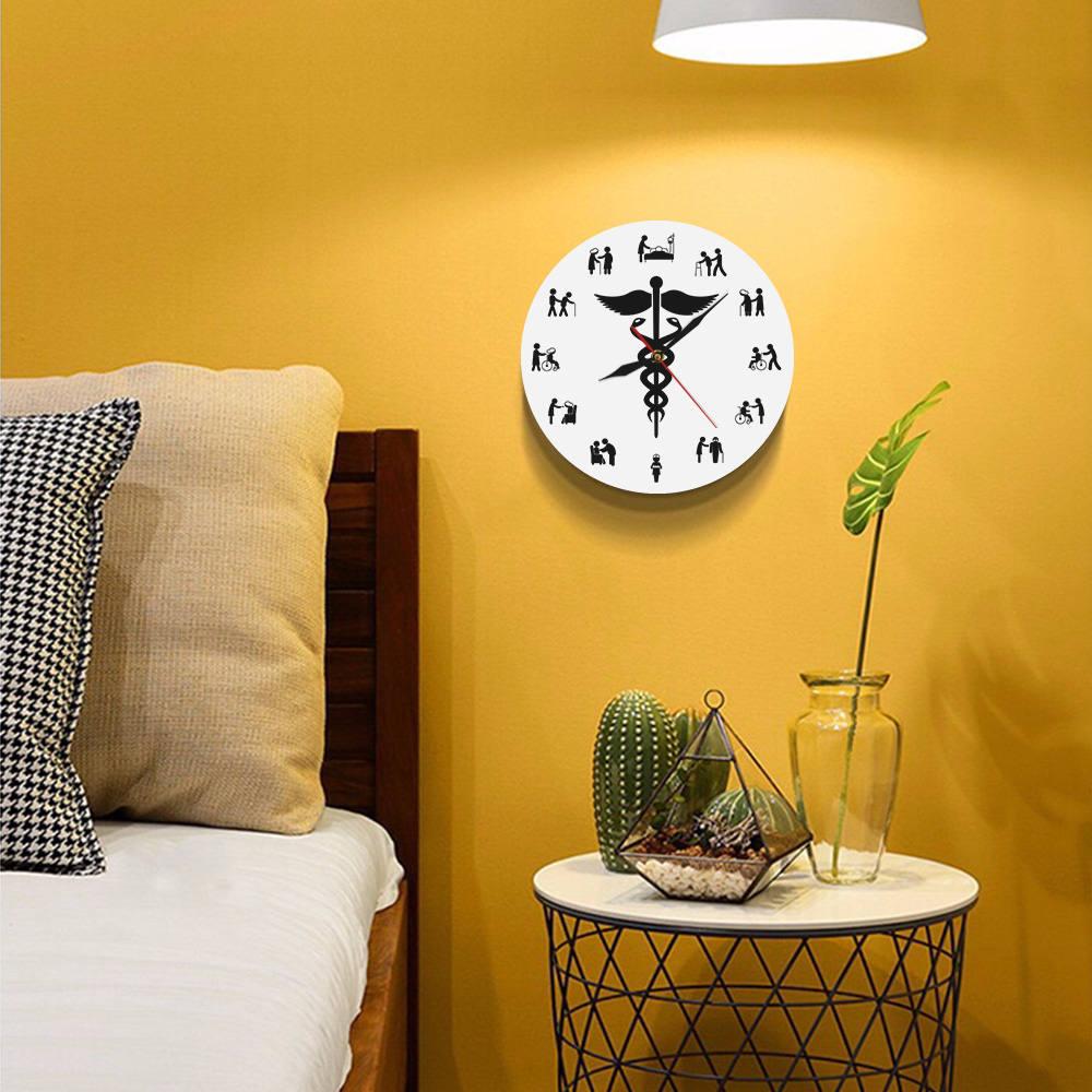Registered Nurse Caduceus Medical Logo Modern Wall Clock Gift For Certified Nurse Doctor Anesthetist Hospital Decoration Clock