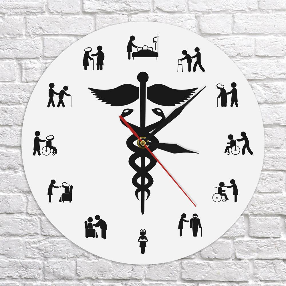 Registered Nurse Caduceus Medical Logo Modern Wall Clock Gift For Certified Nurse Doctor Anesthetist Hospital Decoration Clock